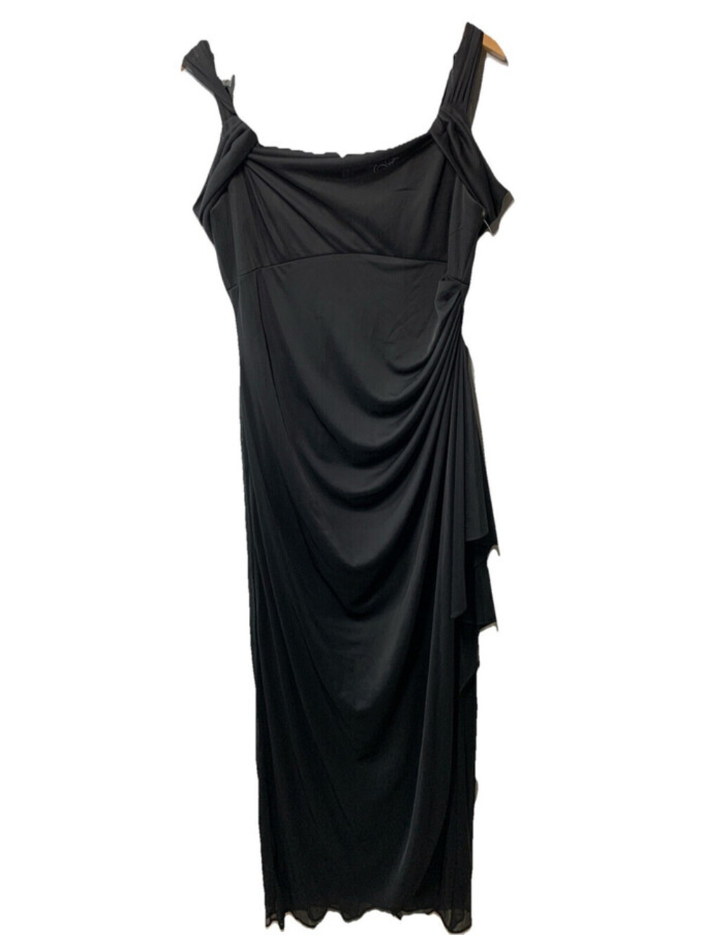 Alex Evenings Women's Draped Cold-Shoulder Evening Dress Formal Wedding Black 12